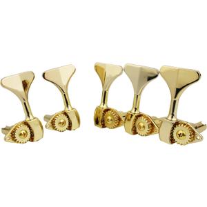 Guyker Bass Machine Head (3R + 2L) - 1:20 Ratio Open Gear Tuners Tuning Key Pegs Replacement for Electric Jazz Guitar Bass or Precision Instruments - Golden