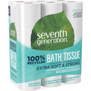 Seventh Generation 100% Recycled Bathroom Tissue, Septic Safe, 2-Ply, White, 240 Sheets/roll, 24/Pack