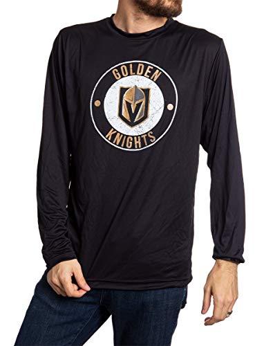 Calhoun NHL Mens Loose Fit Performance Rashguard Wicking Long Sleeve Shirt (X-Large, Vegas Golden Knights)