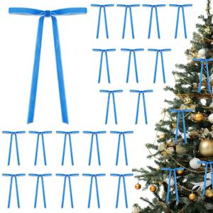 TONIFUL 36 Pack Blue Velvet Bows for Christmas Tree Decor, 5x7 Inch Bows for Gift Wrapping, Treat Bags, Wreaths, Crafts, Cards, Bouquet,Cakes Decor Valentine Christmas Party Supplies(3/8" Width