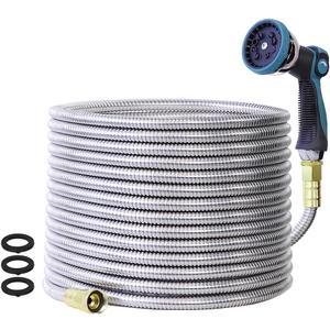 Heavy Duty Garden Hose 50 ft, Non-Expanding Flexible Water Hose, Kink Resistant Lightweight Hybrid Hose, Leakproof Hose Male to Female Fittings