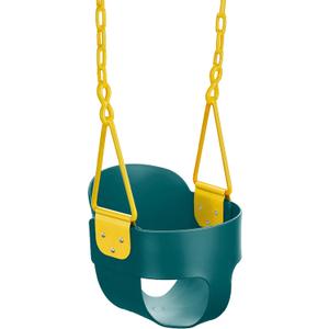 Deluxe High Back Full Bucket Toddler Swing with Exclusive Chain & Triangle Dip Pinch Protection and Carabiners for Easy Install - Green - Squirrel Products