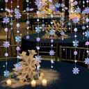 Halloscume 12 Pcs Winter Decorations 3D Hanging Snowflake Wonderland Decorations Iridescent 3D Winter Snowflake Garland Paper Streamer for Christmas Birthday New Year Party Supplies