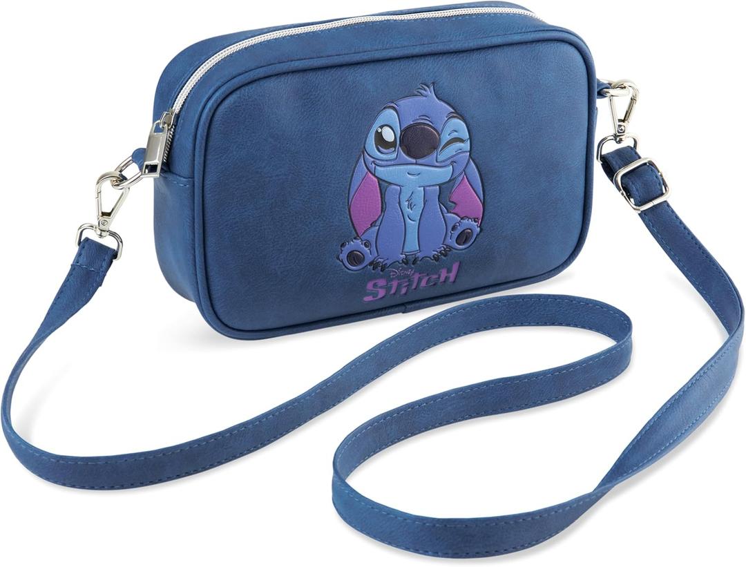 Disney Crossbody Bags for Girls, Teens, Faux Leather Girls Shoulder Bag for Travel, Cute Stuff, Gifts for Her (Blue Stitch)