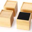 4 Inch Solid Wood Bed Furniture Risers Set of 4, Natural Color Square Heavy Duty Couch Lifters Brown Wooden Furniture Risers Blocks for Bed Frame, Sofa, Chair, Table, Cabinet, and More