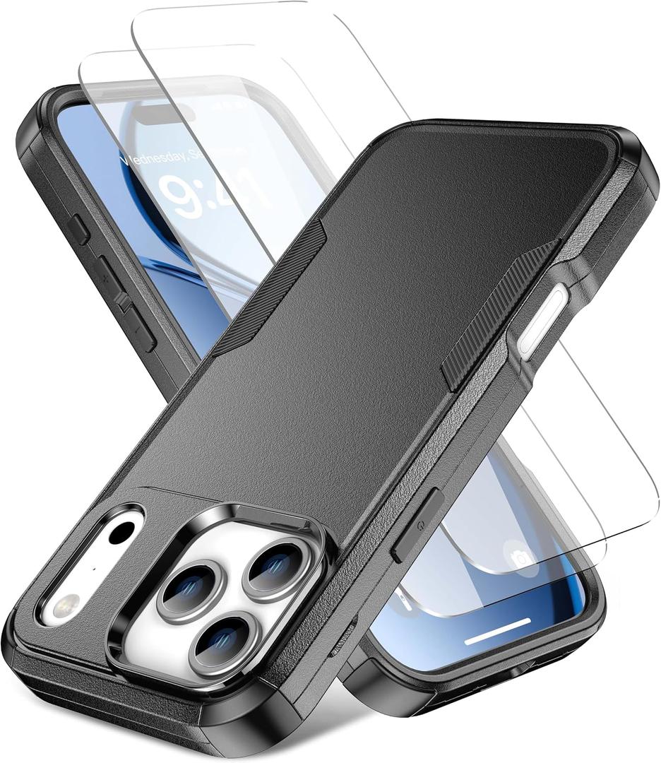 for iPhone 17 Pro Case,Compatible with Magsafe,2X Screen Protector,Heavy Duty Protection,Rugged Phone Cover for iPhone 17 Pro 6.3 inchs,Dark