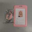 Badge Holder and Retractable Reel, ID Badge Holders with Retractable Clip for Office Factory Teacher Student Women Men (Pink, Double Sided) (Vertical 1 Pack with Reel)