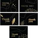 Rileys Thank You Cards with Matching Envelopes | 50-Count, Gold Foil - Blank Note Cards, Perfect for Wedding, Business, Gift Cards, Graduation, Baby Shower, Funeral (Black)