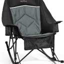400lbs Rocking Camping Chair, Oversized Heavy Duty XL Folding Rocker for Adults, Padded High Back Big & Tall Support, with Cup Holders & Carry Bag for RV, Lawn, Patio & Sports