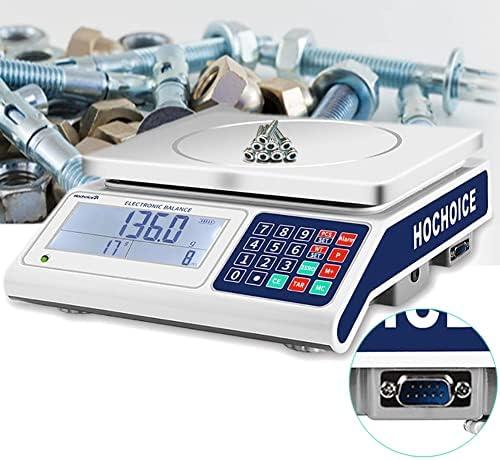 Hochoice Industrial Counting Scale Gram Scales for Parts and Coins 66lb/0.00022lb-30kg / 0.1g Accuracy with RS232 Port for Connecting Computer or Printer