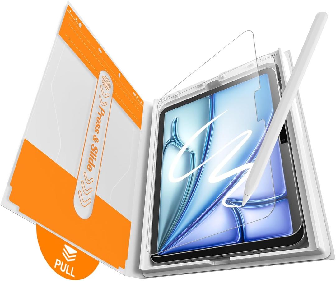 EZ-GLAZ-2 Pack Paper-feel Glass Screen Protector for iPad Air 11 Inch M3 2025 & M2 2024, Matte Glass Film with Easy Application Tray, Scratch Resistant, Compatible with Apple Pencil