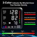 Blood Pressure Monitor, 9-17'' & 13-21'' Extra Large Blood Pressure Cuff Upper Arm, LED Color Backlit Screen Automatic Digital Blood Pressure Machine with USB Cable and 4 AAA Batteries