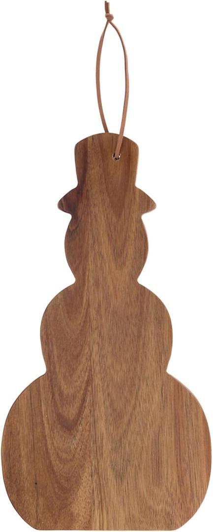 Boston International Serving Board Charcuterie Cutting Boards Acacia Wood Tray, Medium 12-Inches, Snowman Shaped