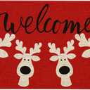 Christmas Reindeer Welcome Door Mat 30x17 Inch Christmas Moose Doormat for Indoor Outdoor Entrance Non-Slip Washable Floor Mats Winter Xmas Holiday Home Decor Rug (1'5" x 2'6" (Rectangular))