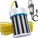 Ultra-Bright Underwater Fishing Light, 110V & 12V Green LED Submersible Light Attractants for Docks, Boats or Kayaks, IP68 Rated for Fresh & Salt Water (30ft Cable) (No Controller)