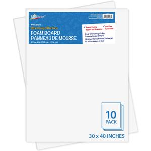 Royal Brites Premium White Foam Board 30 x 40, Sturdy & Lightweight 3/16" Thick Board for Art, Work Presentations, & School Projects, Pack of 10