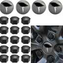 Car Wheel Center Hub Cap Kit with Logo, Hubcaps Accessories for TES la Model 3 Model Y 4 Grey &Sliver Hub Center Caps + 22 Black Lug Nut Covers (Grey&Sliver)