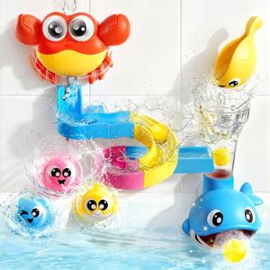 lalalark Bath Toys for Kids, 7-in-1 Shower Bathtub Toy with Crab, Whale, Rotating Fish & Slide Track, Interactive Water Play Set with Pour & Spray Fun for Toddlers, Boys Girls Birthday Gifts 3-5, 6.34 x 10.28 x 6.3 inches
