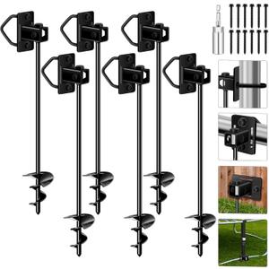Ground Anchors Screw in Payivsve, Multi-Purpose Trampoline Stakes Heavy Duty, 3" Wider Spiral Mobile Home Anchors Hurricane Earth Anchor for Trampoline, Storage Shed, Swing Sets, Carports (13"-6pcs)