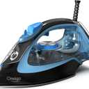 OMAIGA Steam Iron for Clothes, 1750W Clothes Iron Rapid Heating, Non-Stick Ceramic Soleplate, 3-Way Auto-Off, 15.21oz Water Tank, Self-Cleaning, Anti-Drip, Anti-calc Ironing Clothes for Home, Blue
