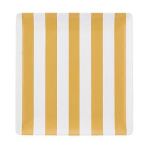 Yellow and White Striped Melamine Serving Tray – Rectangular Decorative Platter for Parties, Outdoor Dining, Breakfast in Bed, and Home Decor