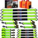 2" x 96" Car Trailer Tie Down Straps, 10,000 LBS, Heavy Duty Ratchet Kit, 96in