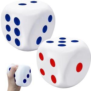 2Pack 3.1 inch Foam Dice Stress Balls,Squishies Dice Squeeze Stress Ball Toy with Dots 6 Sides for Kids,Teenagers,Adults Board Games, to Get Your Luck Numbers,Relieve Stress Anxiety