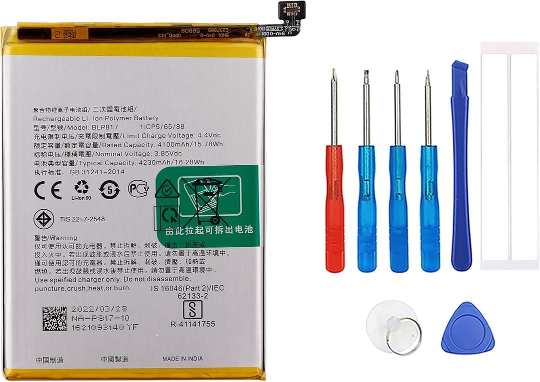 New Rechargeable Battery BLP817 Compatible with Oppo A15/ A15S with Tools