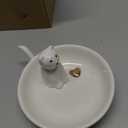 Adorable Cat Ring Holder Jewelry Tower Ceramic Dish Plate Jewel Display Organizer Trinket Tray, Lovely Cat