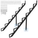 Steel Stair Step Riser 7-Step, Metal Stair Stringer with Reinforcing Support Legs, Heavy Duty Steel Stair Stringer for 58.5" Height Deck and Outdoor Steps (2 Pack)