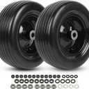 AR-PRO (2-Pack) 11x4.00-5 Flat-Free Tire and Wheel Assembly, 11x4-5 Solid Rib Tread Zero-Turn Mower Front Wheel, 3.4" Centered Hub, 3/4" & 5/8" Bushings