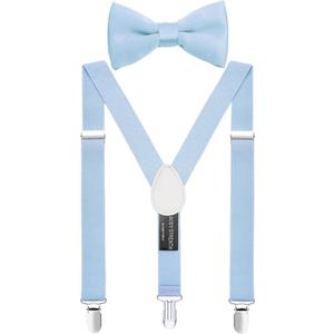 Boys' Men's Suspenders and Bow Tie Set Elastic Adjustable (40" (about 8-15 years old), Blue)