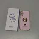 for Samsung Galaxy A15 5G Case with 2 Pack Screen Protector, 360 Rotatable Ring Holder [Luxury Hearts Pattern] Plating Gold Edge Slim Soft Phone Cover Case for Galaxy A15 - Girl Pink