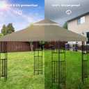 10x10 FT Gazebo Replacement Top, Canopy Replacement Cover Double Tiered for Outdoor BBQ Roof Cover Grill Shelter (Khaki)