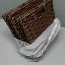 Set of 3 Large Wicker Storage Baskets for Shelves, Wicker Basket for Organizing, Waterproof Woven Baskets for Shelves and Pantry, Toilet, Bathroom, Bedroom, Patio(Brown)
