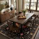 RELEANY Area Rugs 6'x9' Washable Non-Slip, Floral Vintage Distress Print Pattern Medallion Carpet for Living Room Bedroom Dining Room, Black Colorful Floral Dark Tan