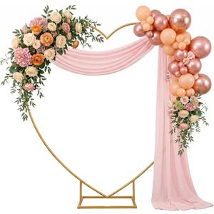 Arttown 6.6 FT Heart Arch Stand Gold Heart Shaped Wedding Arch Frame Wedding Arch Photo Backdrop Stand Suitable for Proposal, Wedding, Valentines Day, Bridal, Birthday Party Decorations
