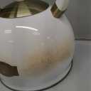 SUSTEAS Stove Top Whistling Tea Kettle - Food Grade Stainless Steel Teakettle Teapot with Cool Touch Ergonomic Handle, With 1 Silicone Pinch Mitt Included, 2.64 Quart(WHITE)