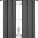 NICETOWN Bedroom Curtains Blackout Drapery Panels, Three Pass Microfiber Thermal Insulated Solid Ring Top Blackout Window Curtains/Drapes (Two Panels, 34 x 54 inches, Gray) (Grey)