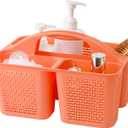 UUJOLY Plastic Portable Shower Caddy Bucket, Cleaning Shower Basket with Handle Compartments Storage Organizer for Bathroom Kitchen College Dorm Sink, Orange