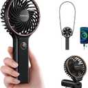 SWEETFULL Handheld Portable Fan, 5000mAh Rechargeable Battery, 6 Speed Wind, LED Digital Display, Foldable Electric Personal Mini Travel Fan with Backup Power, Summer Essentials Gifts for Women Girl (Black)