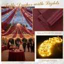 6 Panels Burgundy Ceiling Curtains with Lights for Weddings - 5ftx30ft Wrinkle-Free Tulle Fabric Wedding Arch Draping Ceiling Drapes Decorations for Wedding Party Ceremony Stage Tent Event, 60"W x 360"L