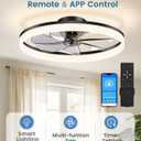VOLISUN Low Profile Ceiling Fans with Lights and Remote, 27.6in Fandelier Ceiling Fan Flush Mount, 3000K-6500K Smart Bladeless LED Fan Light, Black Modern Ceiling Fans with Lights for Bedroom