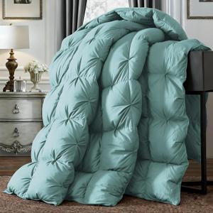 DREAMHOUR Pinch Pleat Goose Down Comforter King Size 106x 90All Season Fluffy Duvet Insert, Noiseless Anti-Down Leak100% Cotton Shell, RDS Oeko-TEX Certified, Hotel Luxury Bedding
