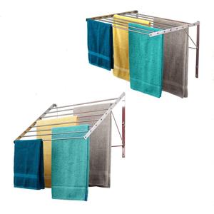 Smartsome | Wall Mounted | Clothes Drying Rack| 22" Wide |15 Linear Feet Capacity | 8 Smooth Round Stainless Steel Rods | 60 lb Capacity | Fully Assembled | Compact Sturdy Space-Saving Design