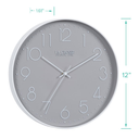 La Crosse Clock Co. 12-inch Everly Gray Silent Quartz Analog Clock, 404-3831-Int