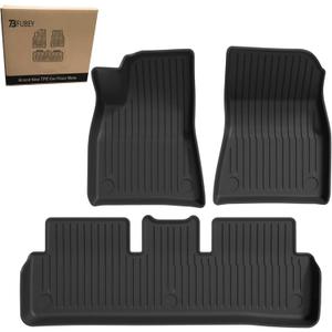 TPE Floor Mats for Tesla Model 3 2017-2023, 3-Piece Front & Rear Set, All-Weather Custom Fit Liners