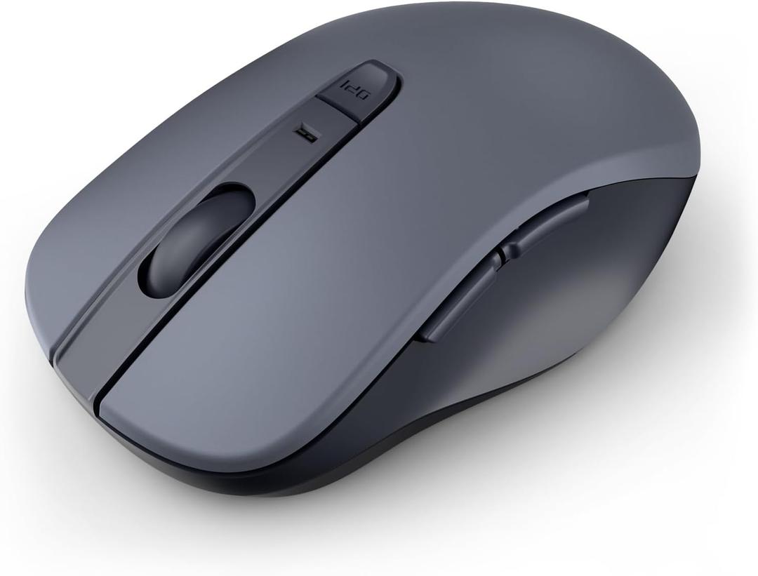 WL300 Bluetooth Mouse Silent Wireless Mice, Quiet Click, Cordless Computer Mouse with 6 Buttons, Sculpted Grip, Adjustable DPI for Laptop, PC, Mac, 18-Month Battery Life for Work or Travel ( Grey)
