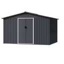 Garvee 8x15 ft Storage Shed, Galvanized Steel Metal Outdoor Shed with Sloping Roof, Lockable Doors & Air Vents, Ideal for Backyard, Garden, Patio, Lawn, Dark Grey