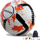 Soccer Ball Size 5 with Pump, Waterproof PU Leather - Professional Training & Official Match Ball, Includes Inflation Needle & Net Storage Bag for Outdoor & Indoor Games (Polka dot red)